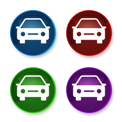 Car icon shiny round buttons set illustration