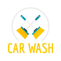 Brush car wash logo. Flat illustration of brush car wash vector logo for web design
