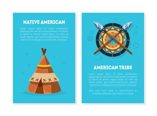 Native American Card Templates with Ethnic Symbols and Space for Text Vector Illustration