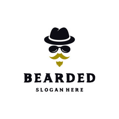 bearded man logo design vector