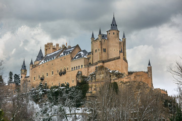 Fototapeta premium The Alcazar of Segovia in winter. One of the most famous castles in Europe
