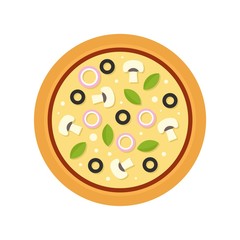 Mushroom pizza icon. Flat illustration of mushroom pizza vector icon for web design