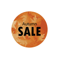 Autumn sale vector poster with watercolor autumn leaves background, vector illustration