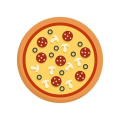 Pizza pepperoni icon. Flat illustration of pizza pepperoni vector icon for web design