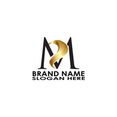 logo letter ms gold vector design