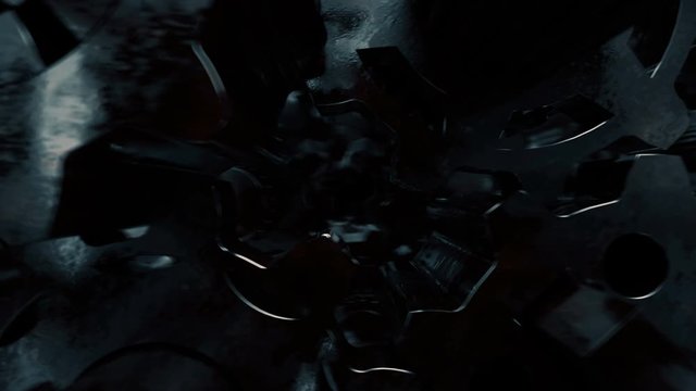 Cogwheels gear elements technological intro.Zoom in tunnel animation.Engine motor cogwheels zoom in abstract animation.Technological industrial rotating cogs gear background.Gears metal.Type 2