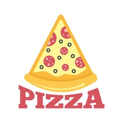 Pizza salami slice logo. Flat illustration of pizza salami slice vector logo for web design