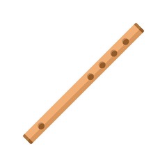 Wood flute icon. Flat illustration of wood flute vector icon for web design
