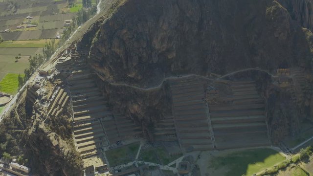 Ollantaytambo Archaeological Site is an inca fortress with terraces, temples, houses and building. Sacred Valley of Incas, Peru.