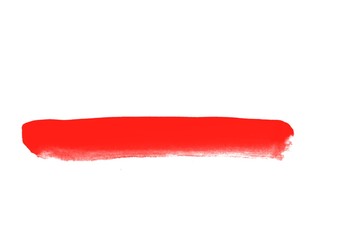 Lipstick smear smudge swatch isolated on white background. Cream makeup texture. Bright red color cosmetic product brush stroke swipe sample