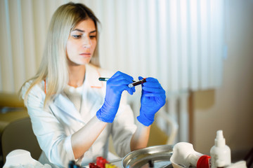 Nurse in the laboratory for blood tests.