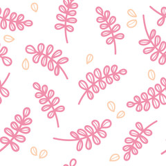 Seamless pink romantic floral pattern on a white background
