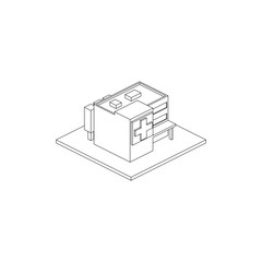 Hospital Isometric Line Art Isoalated Images