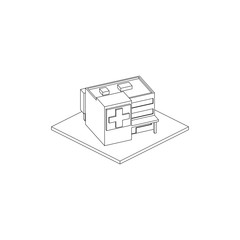 Hospital Isometric Line Art Isoalated Images