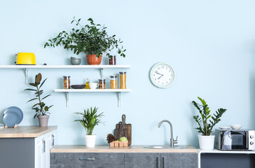 Interior of beautiful modern kitchen