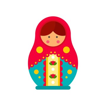 Traditional russian nesting doll icon. Flat illustration of traditional russian nesting doll vector icon for web design