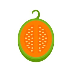Green melon icon. Flat illustration of green melon vector icon for web design