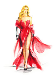 schöne Frau. Modeillustration. zeitgenössische Aquarellmalerei © Anna Ismagilova