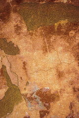 Cracked and peeling paint old wall background.