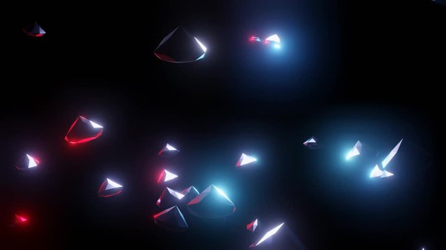 Stylish diamond shape objects.3D render Animation.