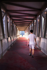 JLT, Dubai, UAE: Pathway bridge from JLT to Damac and vice versa which expat uses to cross the bridge to go between lake parks.