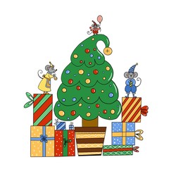 christmas tree and gifts