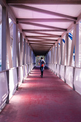 JLT, Dubai, UAE: Pathway bridge from JLT to Damac and vice versa which expat uses to cross the...