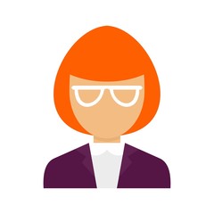 Museum woman guide icon. Flat illustration of museum woman guide vector icon for web design