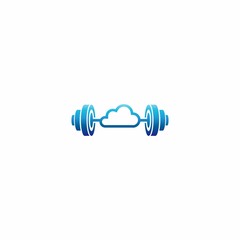 Cloud Barbell Gym Fitness Logo Design Modern Template