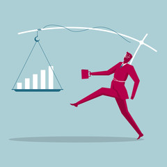 Those who catch up with the chart. Isolated on blue background.