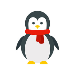 Xmas penguin icon. Flat illustration of xmas penguin vector icon for web design