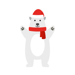 Polar bear xmas icon. Flat illustration of polar bear xmas vector icon for web design
