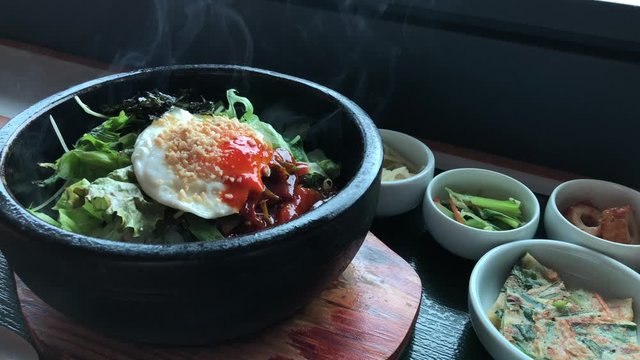 Korean hot stone dish in Kobe city, Japan.