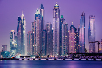 Fototapeta na wymiar The Palm Dubai, night shoot photography of Jumeirah Beach Residence and Atlantis at night amazing light. 