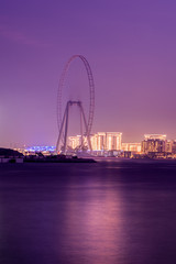 Obraz premium The Palm Dubai, night shoot photography of Jumeirah Beach Residence and Atlantis at night amazing light. 