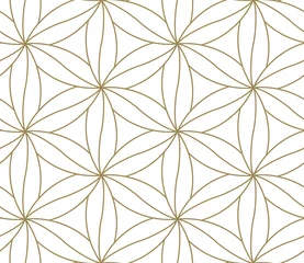 Tapeten Nahtloses Muster mit abstrakter geometrischer Linienbeschaffenheit, Gold auf weißem Hintergrund. Helle moderne einfache Tapete, heller Fliesenhintergrund, monochromes Grafikelement © nadiinko