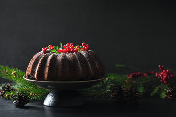 Christmas home baked chocolate bundt cake