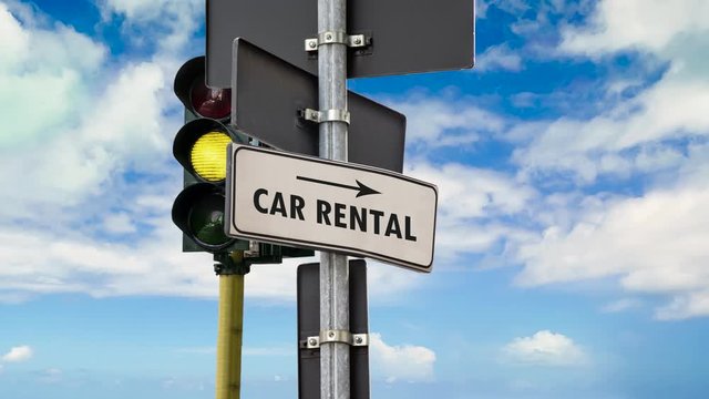 Street Sign the Way to Car Rental
