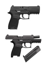 Black gun pistol isolated on white