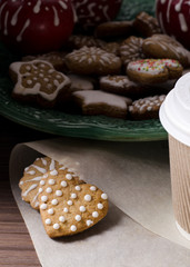 Gingerbread cookies and take away coffee.