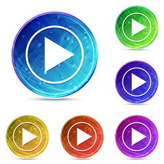 Play icon digital abstract round buttons set illustration