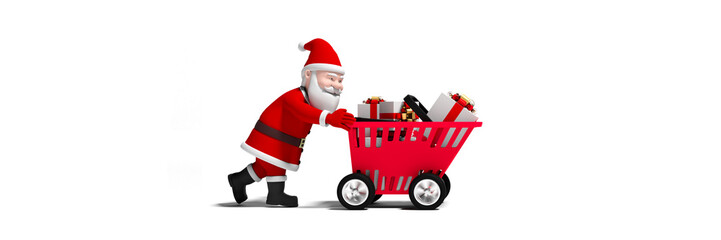 Shopping cart with christmas gifts inside