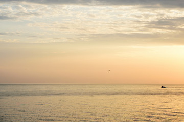 Fototapeta na wymiar Beautiful morning seascape in Sicily. Cefalu, Italy