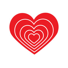 Red heart in vector. Symbol of Love and Valentine s Day. Flat Red Icon isolated on white background.