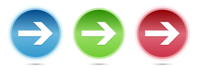 Next arrow icon glass round buttons set illustration