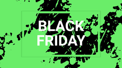 Abstract black friday lettering with ink splash background Vector