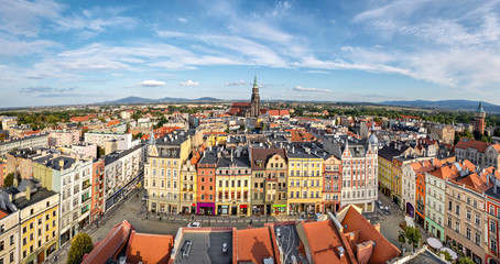 Fototapeta na wymiar Panoramic aerial view of Swidnica, Silesia, Poland