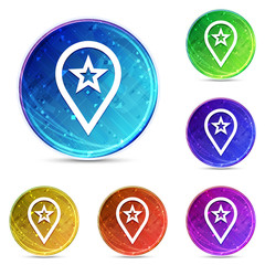 Map pointer star icon digital abstract round buttons set illustration