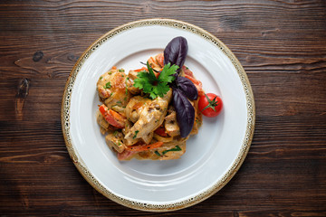 satsivi with vegetables. menu for catering