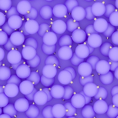 Seamless pattern of violet christmas balls. 3D Rendering.  